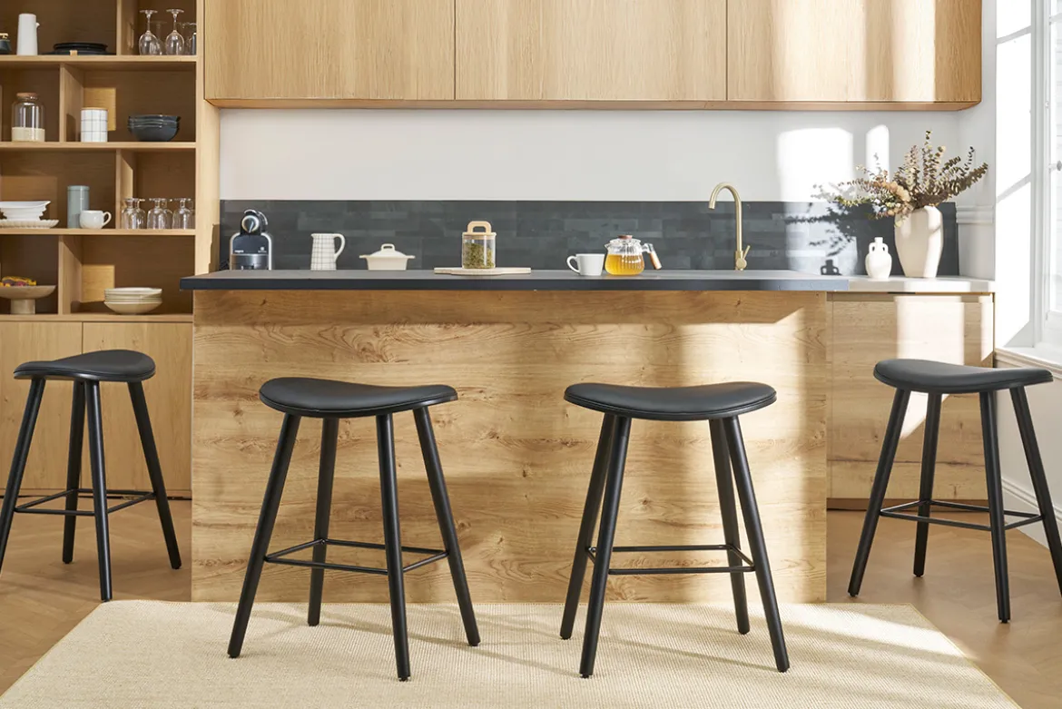 Tabourets de bar design noirs H65 cm (lot de 2) MEADOW