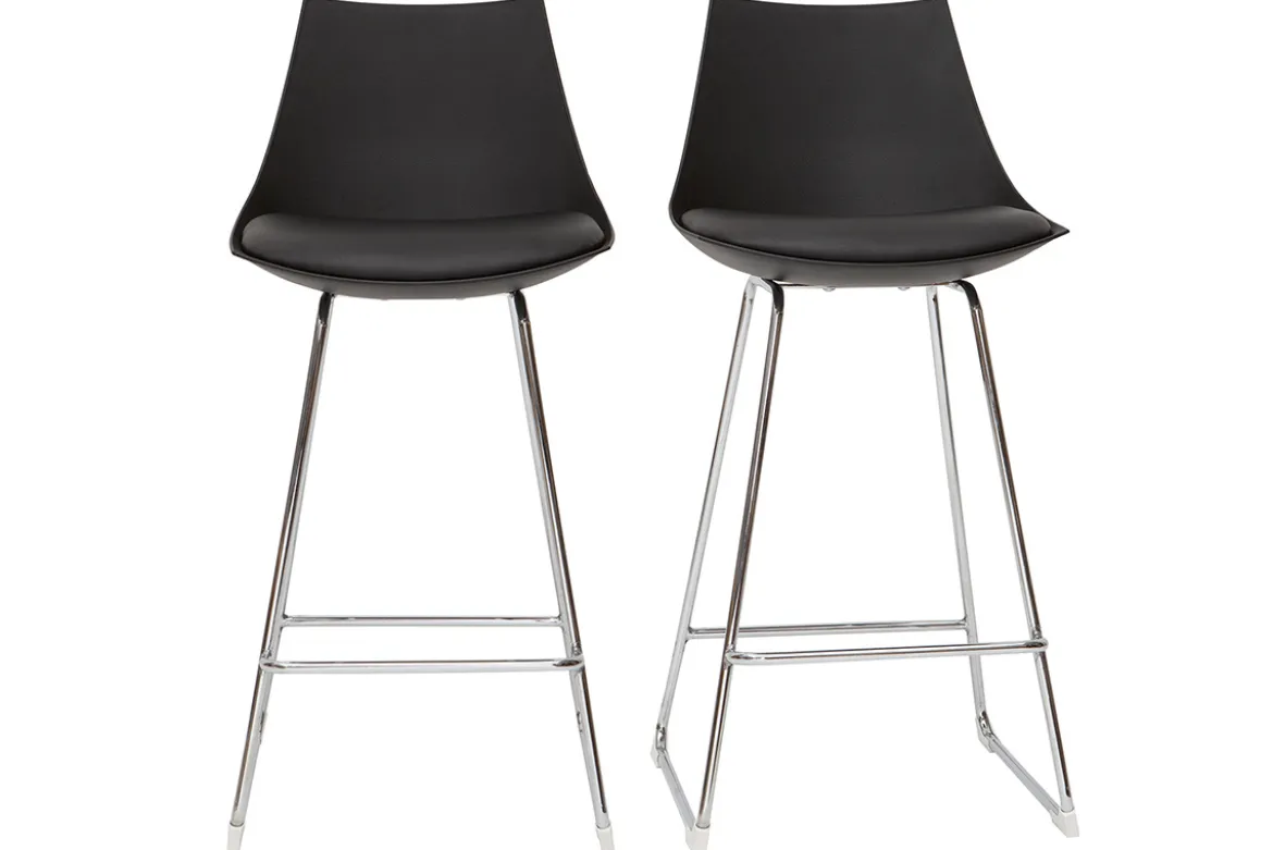 Tabourets de bar design noirs 65 cm (lot de 2) JUNE