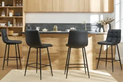 Tabourets de bar design noirs H65 cm (lot de 2) MAXWELL
