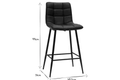 Tabourets de bar design noirs H65 cm (lot de 2) MAXWELL