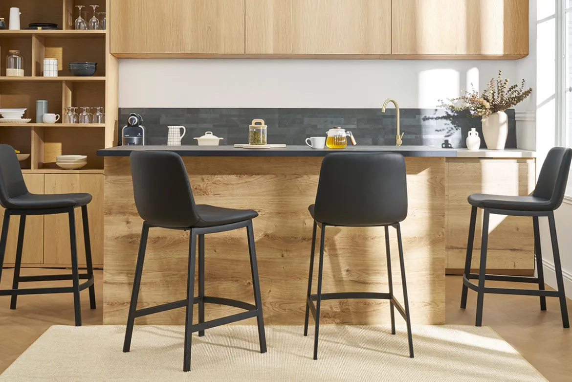 Tabourets de bar design noirs H66 cm (lot de 2) ARSENE