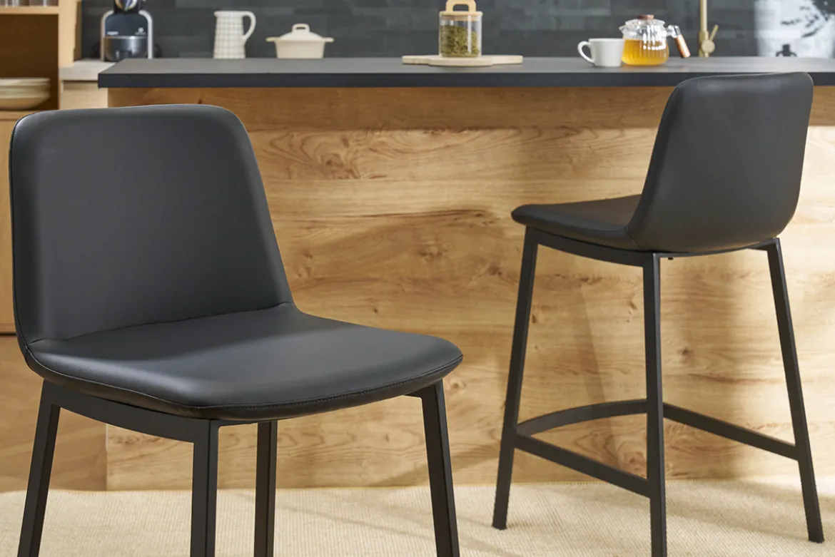 Tabourets de bar design noirs H66 cm (lot de 2) ARSENE