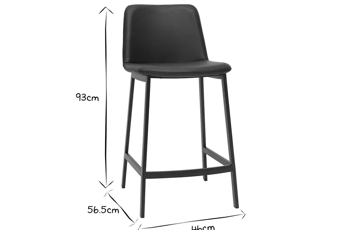 Tabourets de bar design noirs H66 cm (lot de 2) ARSENE
