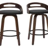 Tabourets de bar design noirs et bois foncé 65cm (lot de 2) MANO