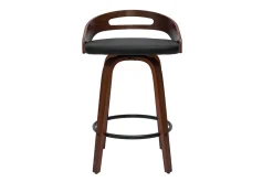 Tabourets de bar design noirs et bois foncé 65cm (lot de 2) MANO