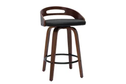 Tabourets de bar design noirs et bois foncé 65cm (lot de 2) MANO
