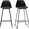 Tabourets de bar design noirs pieds métal H66 cm (lot de 2) FRANZ