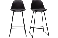 Tabourets de bar design noirs pieds métal H66 cm (lot de 2) FRANZ