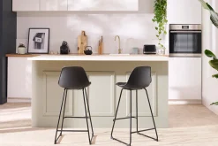 Tabourets de bar design noirs pieds métal H66 cm (lot de 2) FRANZ