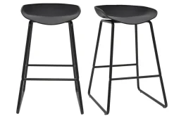 Tabourets de bar design noirs H65 cm (lot de 2) PEBBLE