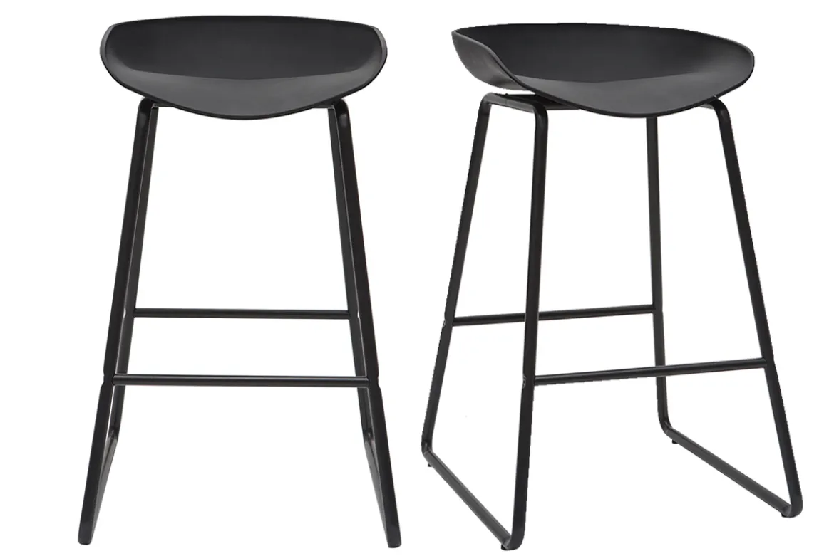 Tabourets de bar design noirs H65 cm (lot de 2) PEBBLE