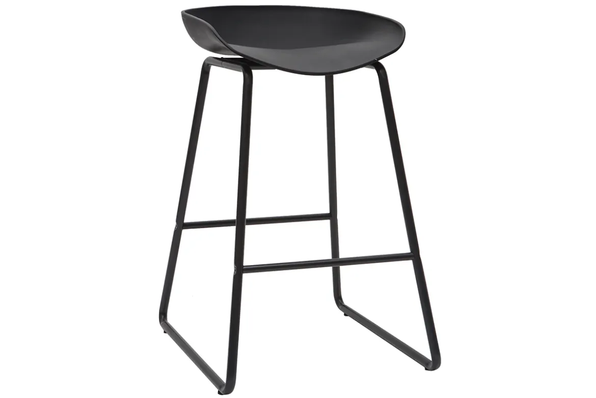 Tabourets de bar design noirs H65 cm (lot de 2) PEBBLE
