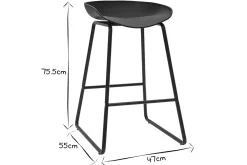 Tabourets de bar design noirs H65 cm (lot de 2) PEBBLE