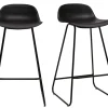 Tabourets de bar design noirs H65 cm (lot de 2) ELLA