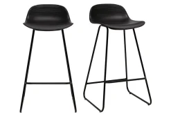 Tabourets de bar design noirs H65 cm (lot de 2) ELLA