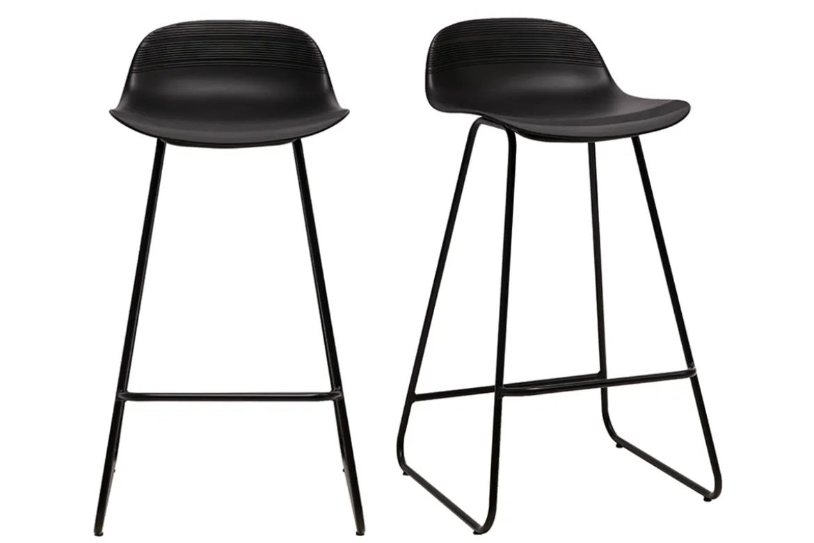 Tabourets de bar design noirs H65 cm (lot de 2) ELLA
