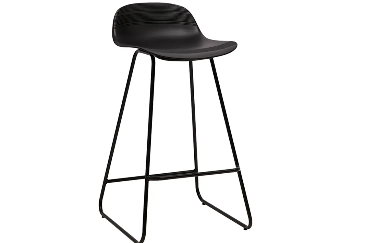Tabourets de bar design noirs H65 cm (lot de 2) ELLA