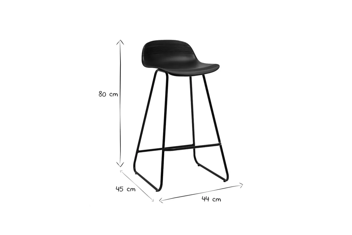 Tabourets de bar design noirs H65 cm (lot de 2) ELLA
