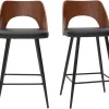 Tabourets de bar design noirs et noyer H66.5 (lot de 2) FALCOM