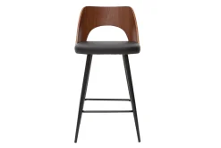 Tabourets de bar design noirs et noyer H66.5 (lot de 2) FALCOM