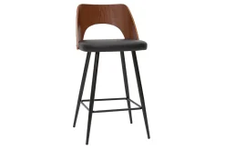 Tabourets de bar design noirs et noyer H66.5 (lot de 2) FALCOM