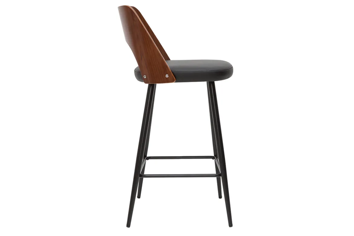 Tabourets de bar design noirs et noyer H66.5 (lot de 2) FALCOM