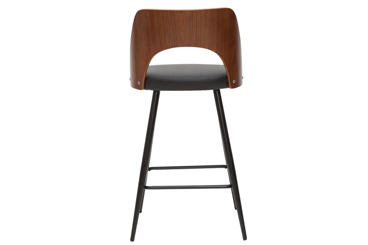 Tabourets de bar design noirs et noyer H66.5 (lot de 2) FALCOM