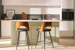 Tabourets de bar design noirs et noyer H66.5 (lot de 2) FALCOM