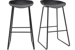 Tabourets de bar design noirs H75 cm (lot de 2) PEBBLE