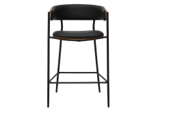 Tabourets de bar design noirs et bois foncé noyer H66.5 cm (lot de 2) DANTE