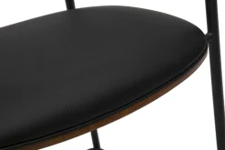 Tabourets de bar design noirs et bois foncé noyer H66.5 cm (lot de 2) DANTE