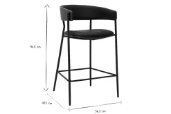 Tabourets de bar design noirs et bois foncé noyer H66.5 cm (lot de 2) DANTE
