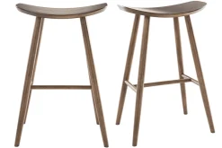 Tabourets de bar design noyer H72 cm (lot de 2) DEMORY
