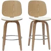 Tabourets de bar design pivotants blancs et bois clair H66 cm (lot de 2) BECK