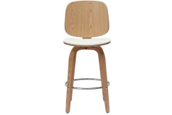 Tabourets de bar design pivotants blancs et bois clair H66 cm (lot de 2) BECK