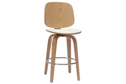 Tabourets de bar design pivotants blancs et bois clair H66 cm (lot de 2) BECK