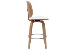 Tabourets de bar design pivotants blancs et bois clair H66 cm (lot de 2) BECK