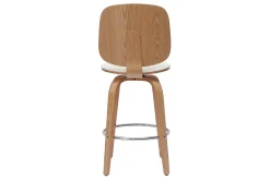 Tabourets de bar design pivotants blancs et bois clair H66 cm (lot de 2) BECK