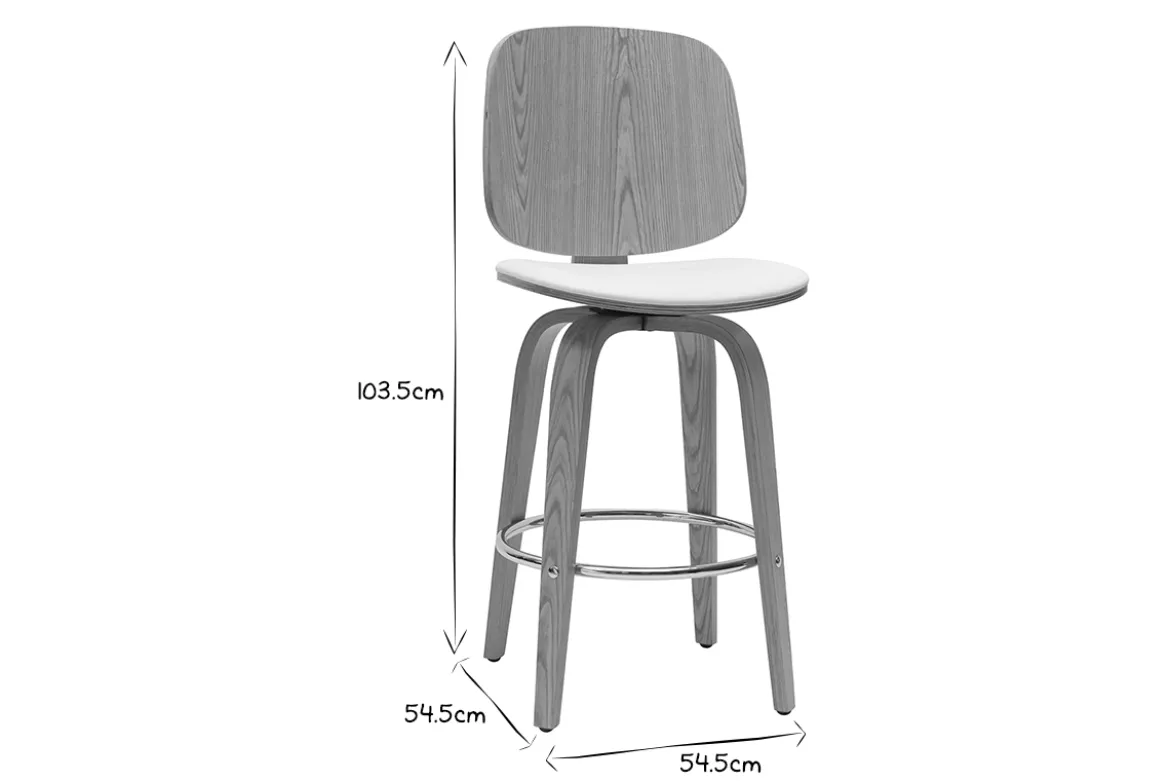 Tabourets de bar design pivotants blancs et bois clair H66 cm (lot de 2) BECK