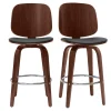 Tabourets de bar design pivotants noirs et noyer H66 cm (lot de 2) BECK
