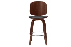Tabourets de bar design pivotants noirs et noyer H66 cm (lot de 2) BECK