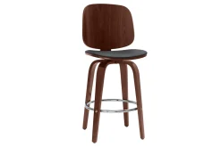 Tabourets de bar design pivotants noirs et noyer H66 cm (lot de 2) BECK