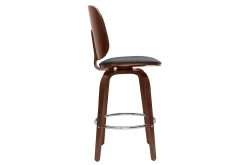 Tabourets de bar design pivotants noirs et noyer H66 cm (lot de 2) BECK