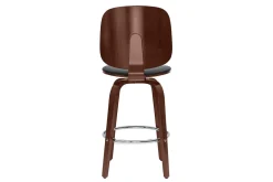 Tabourets de bar design pivotants noirs et noyer H66 cm (lot de 2) BECK