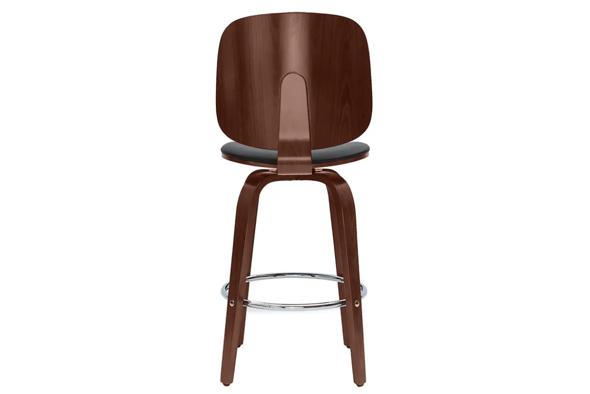 Tabourets de bar design pivotants noirs et noyer H66 cm (lot de 2) BECK