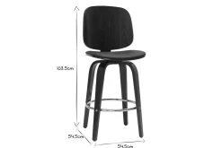 Tabourets de bar design pivotants noirs et noyer H66 cm (lot de 2) BECK