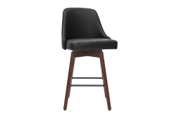 Tabourets de bar design pivotants 360° noir et noyer H65 (lot de 2) HASTA