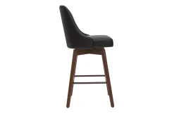 Tabourets de bar design pivotants 360° noir et noyer H65 (lot de 2) HASTA