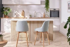 Tabourets de bar design pivotants 360° noir et noyer H65 (lot de 2) HASTA
