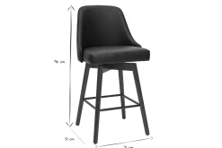 Tabourets de bar design pivotants 360° noir et noyer H65 (lot de 2) HASTA